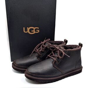 NEW Ugg Men's Size 8 Neumel China Tea Leather Chukka Ankle Boots Wool Lined